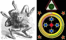 Izquierda: ilustración de Buer, el 10º demonio, que enseña filosofía natural y moral. Derecha: diagrama del Ars Goetia