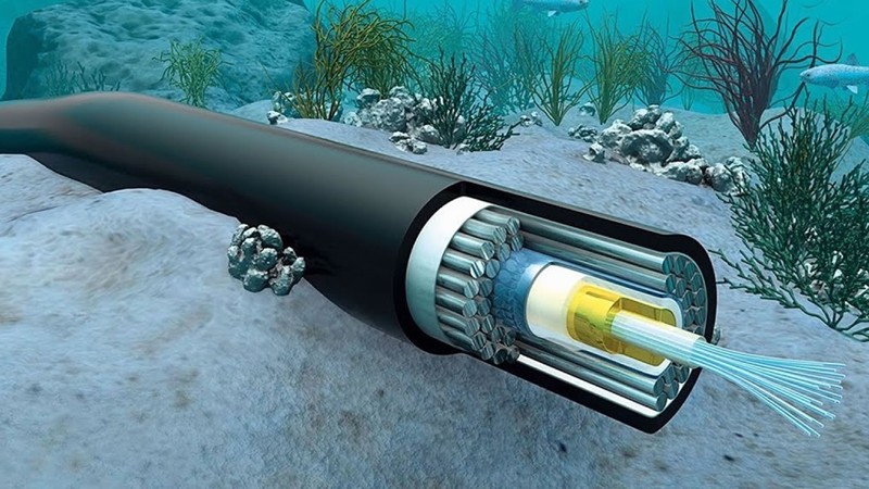 Representación de un cable submarino de Internet