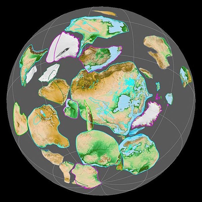 Reconstrucción del supercontinente Rodinia hace 900 millones de años. (Fama Clamosa / CC BY-SA 4.0)